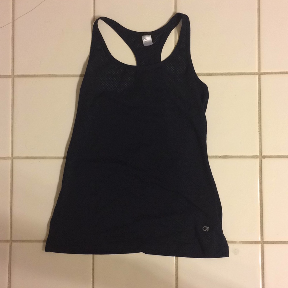 Black mesh tank top.